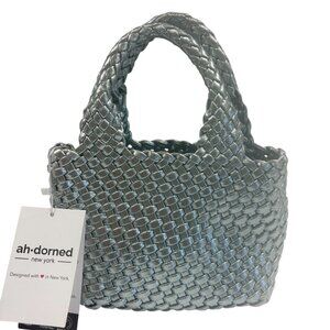 ah-dorned New York - Baby Blue Shiny Woven Crossbody Bag / Purse - NWT